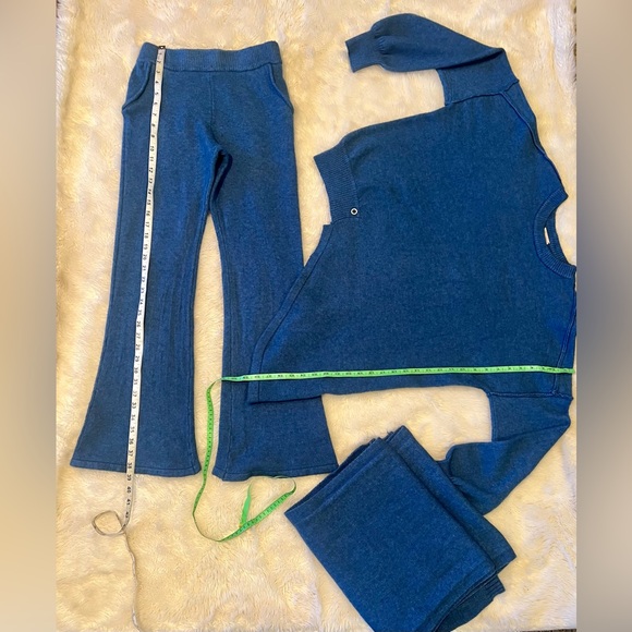 3Pc ZADIG & VOLTAIRE Blue Wool Blend Sweater/Pants/Scarf Set Size M - Picture 9 of 10